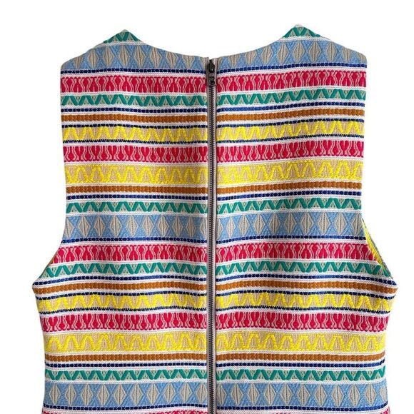 Alice + Olivia Coley Embroidered Sleeveless A-Line Sheath Dress - Picture 6 of 8